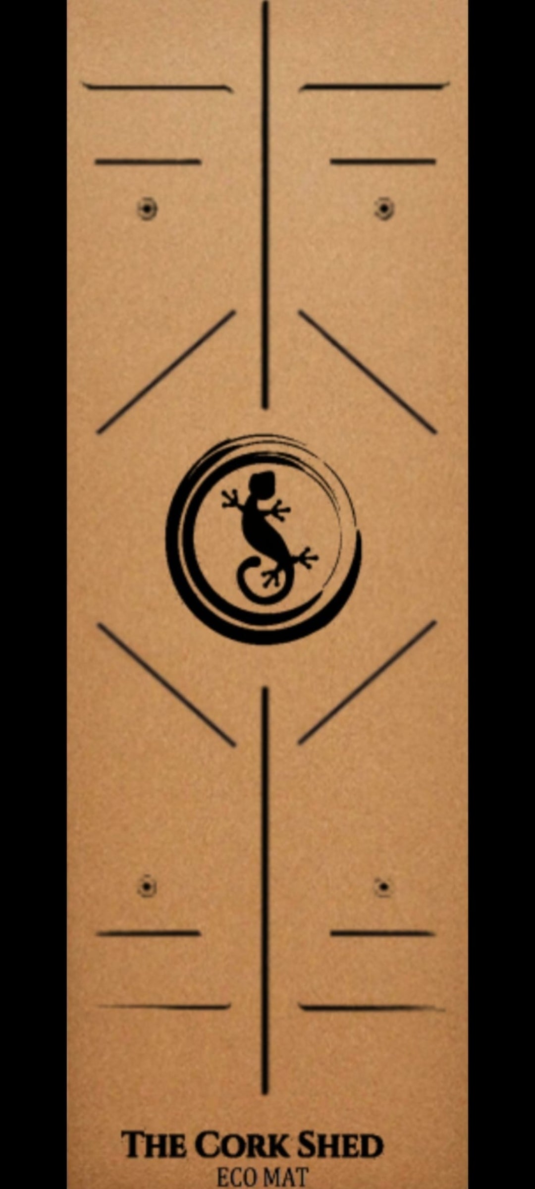 Eco mat with 'The Cork Shed' logo and text on a brown background