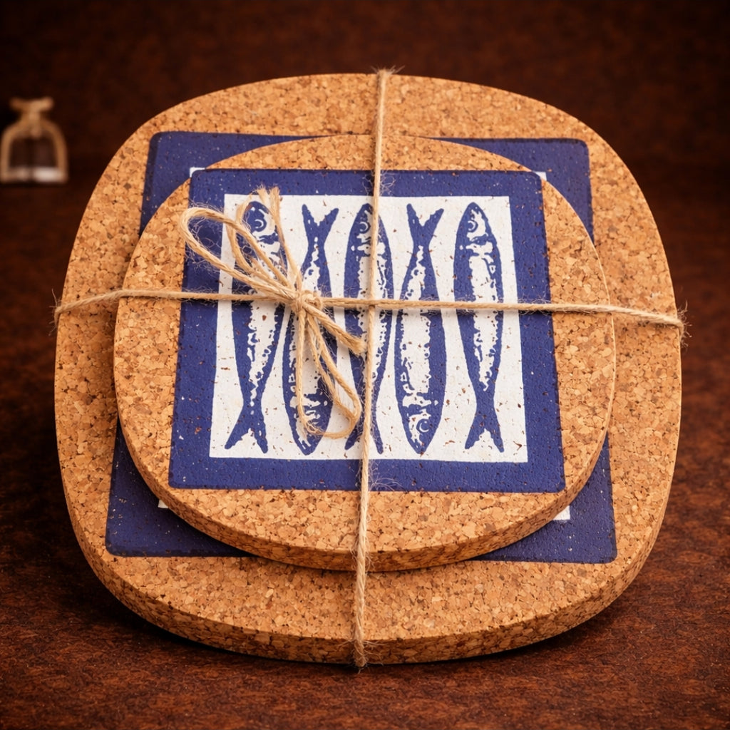 Set of Two Sardine Tile Design Hot-Pads