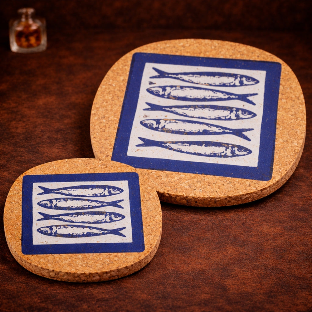 Set of Two Sardine Tile Design Hot-Pads